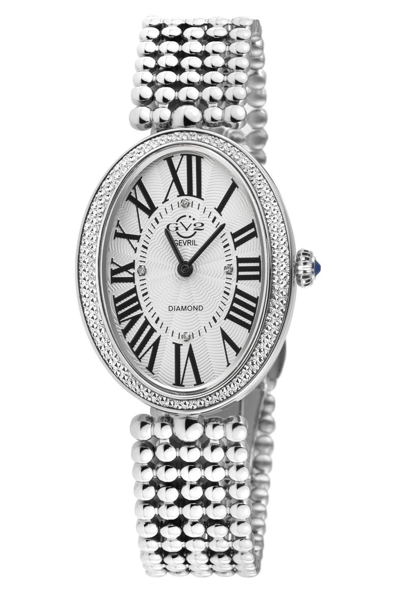 Piazza Navona Beaded Bracelet Watch, 29mm x 38mm - 0.02ct., Main, color, SILVER