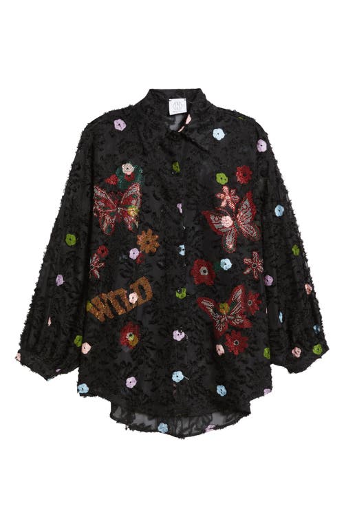 Nikki Lund Emma Embellished Semisheer Button-up Shirt