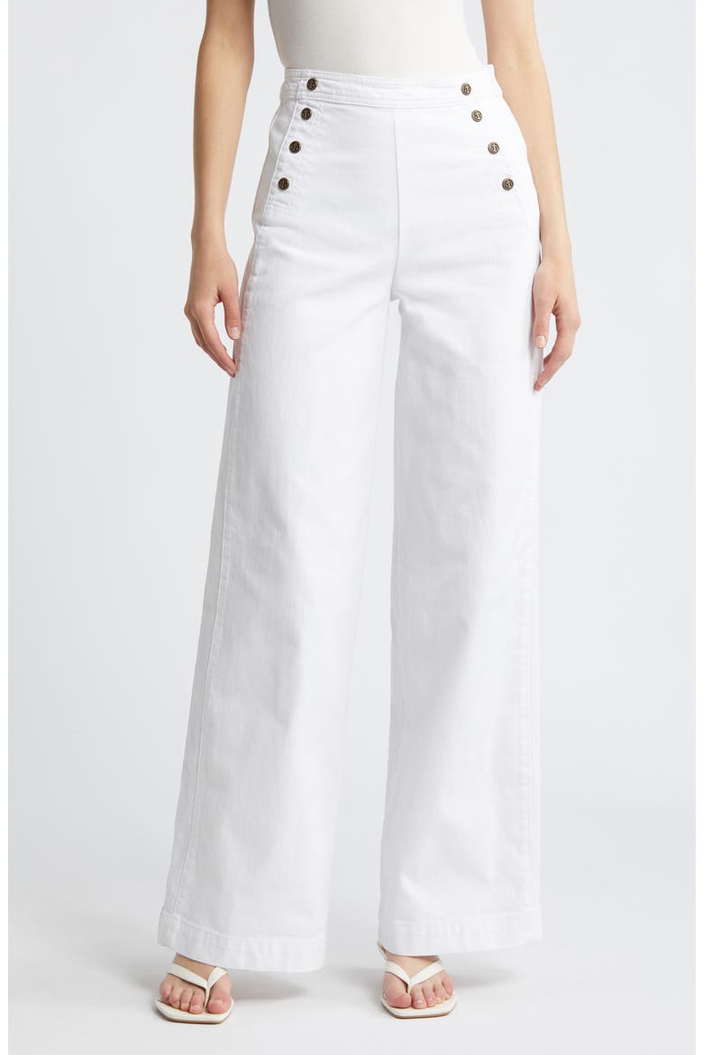 Sailor High Waist Wide Leg Jeans, Main, color, WHITE