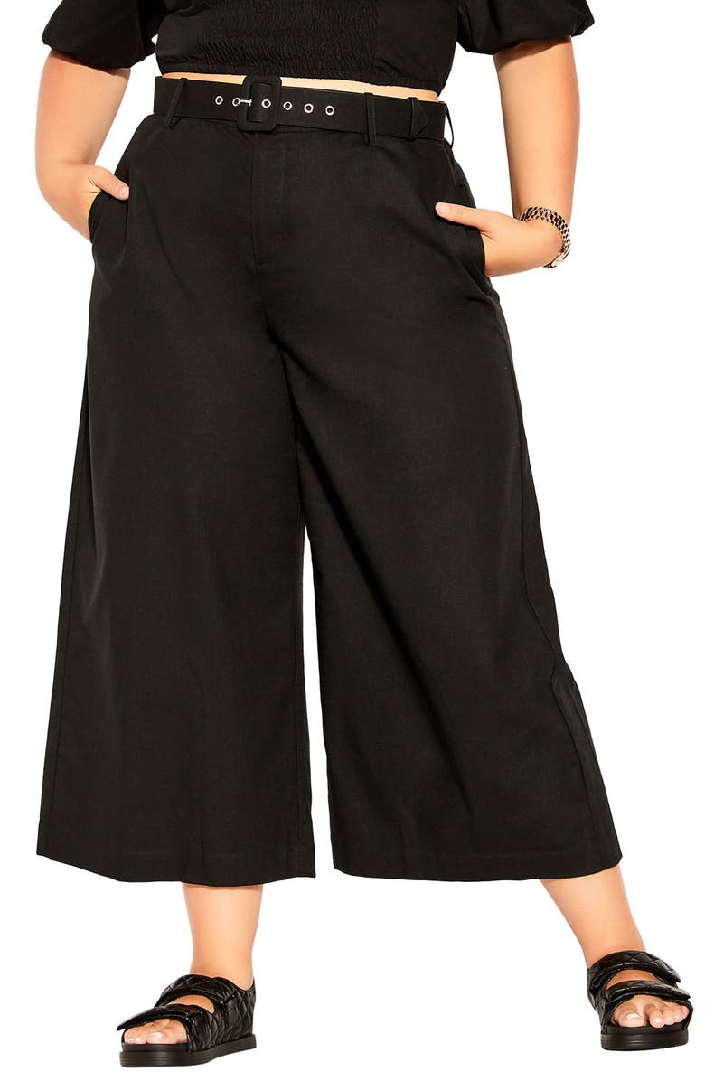 City Chic Wistful Dreams Linen Blend Wide Leg Pants, Main, color,