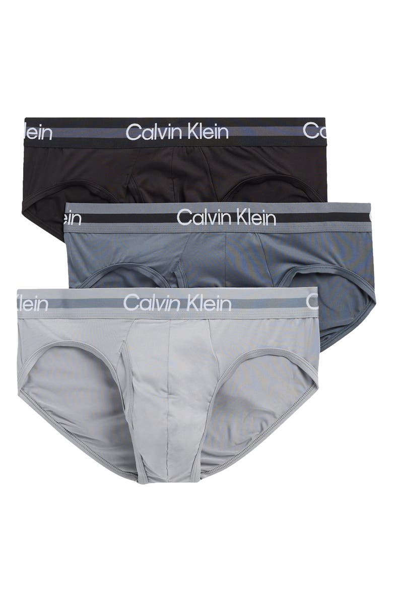 Calvin Klein 3-Pack Microfiber Briefs, Main, color, Black/ Grey Multi