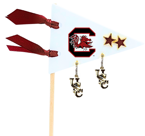 University Of South Carolina Pennant Pair Earring Set