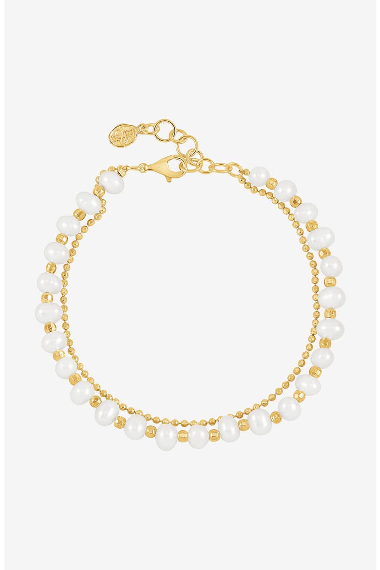 White Freshwater Timeless Pearl Bracelet, Main, color, Yellow Gold Vermeil