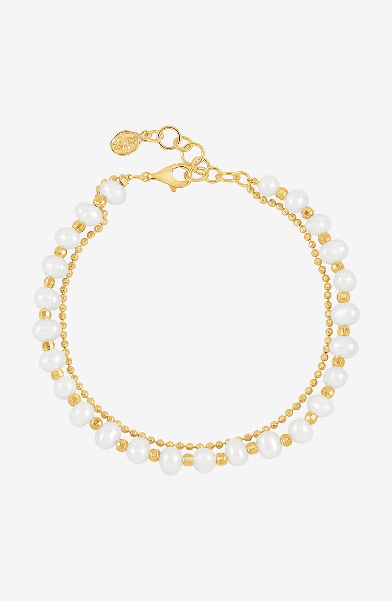 Dower & Hall White Freshwater Timeless Pearl Bracelet, Main, color, Yellow Gold Vermeil