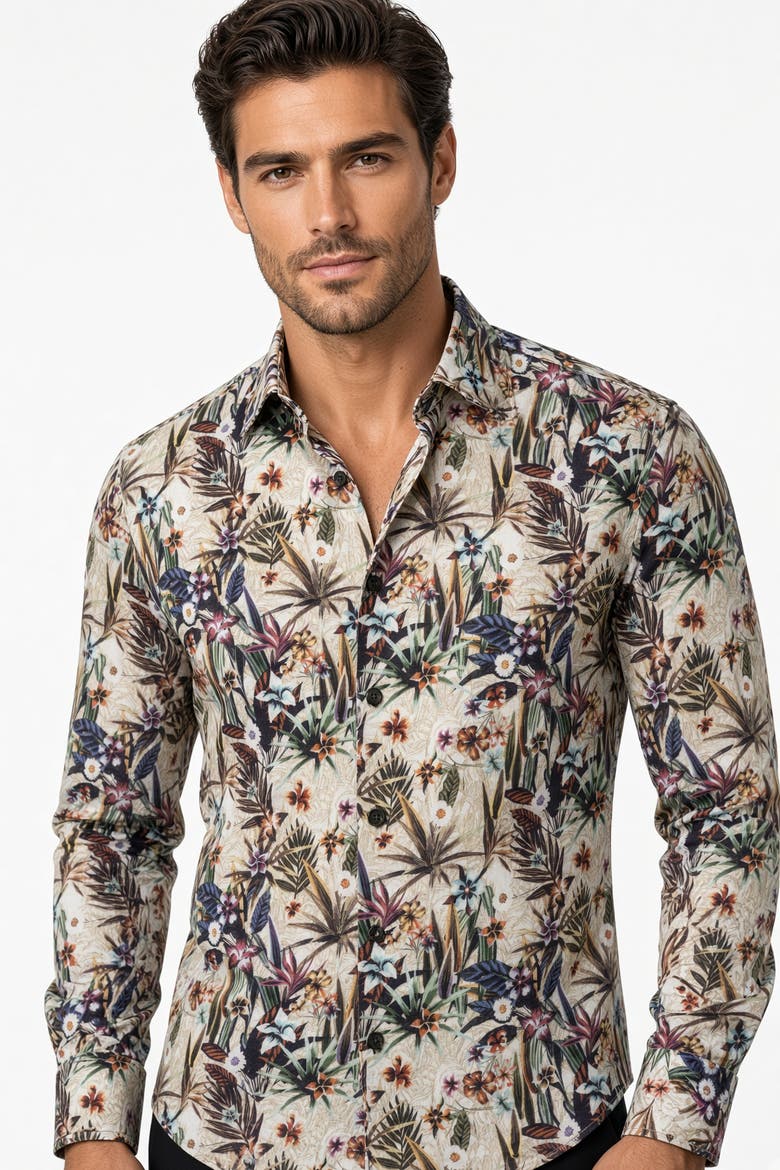 Mila Print Button-Up Long Sleeve Shirt, Alternate, color, Multicolor