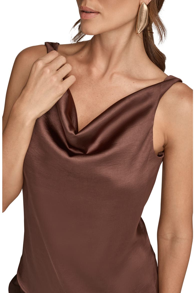 Cowl Neck Charmeuse Tank, Alternate, color, CHOCOLATE PEARL