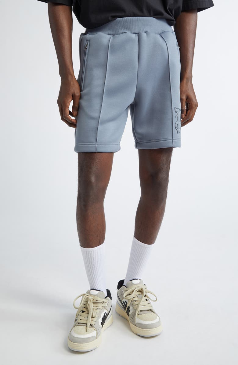 Palm Angels Embroidered Monogram Scuba Knit Shorts, Main, color, 