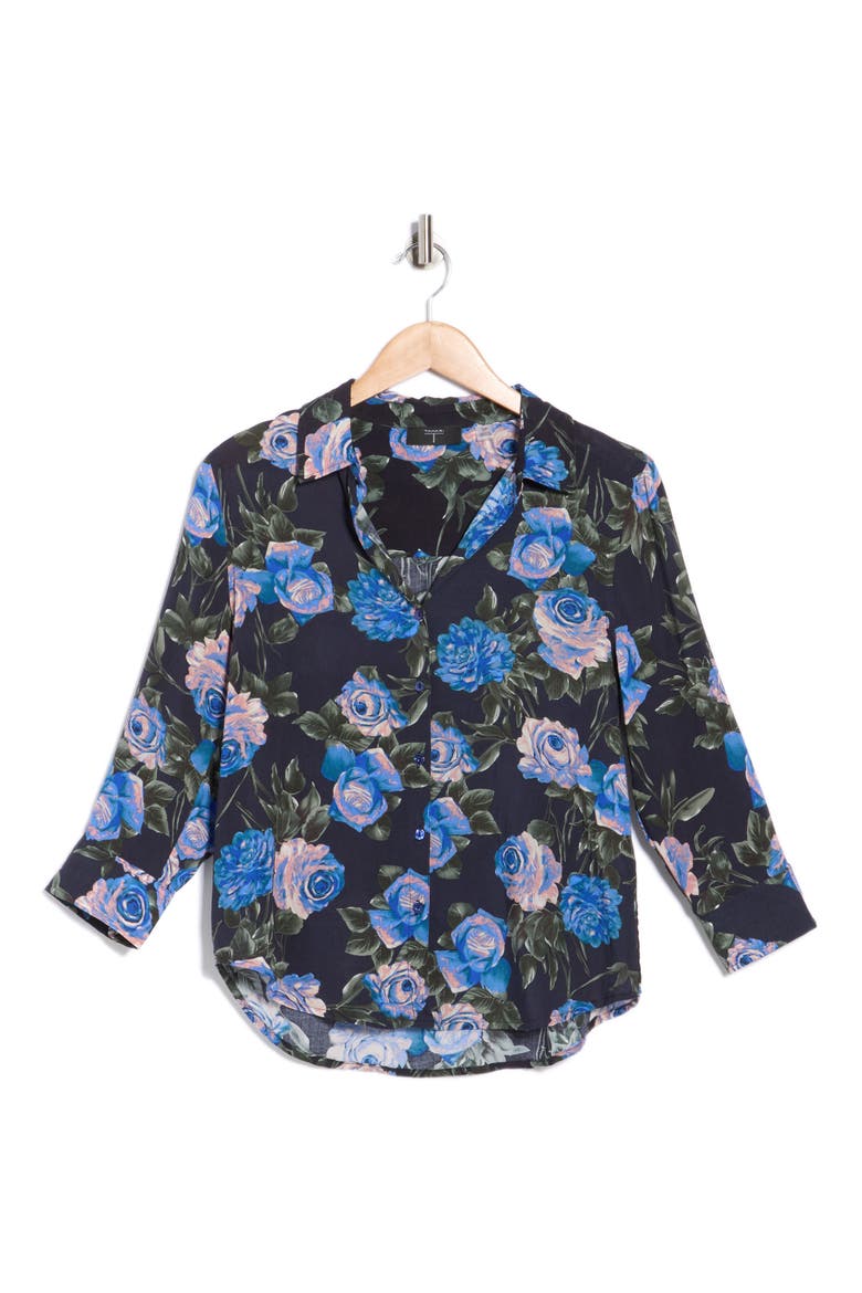 Floral Button-Up Shirt, Alternate, color, MIGNIGHT ROSE PRINT