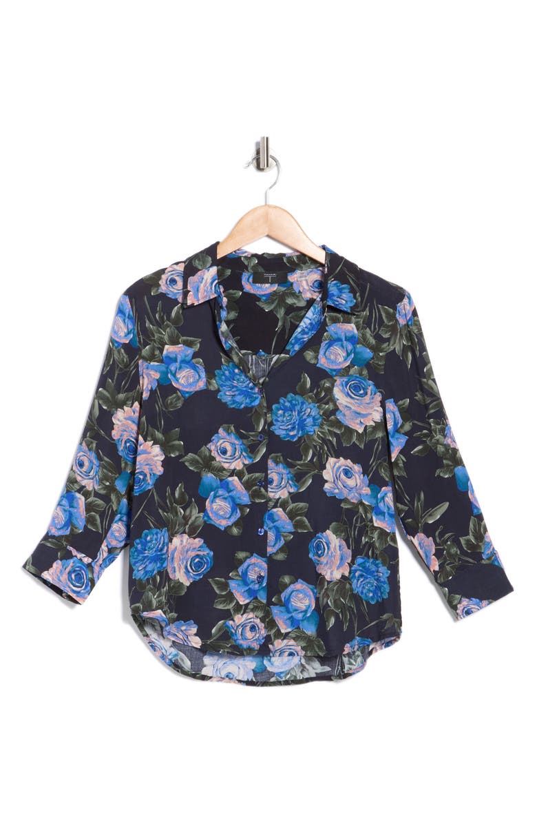 T Tahari Floral Button-Up Shirt, Main, color, Mignight Rose Print
