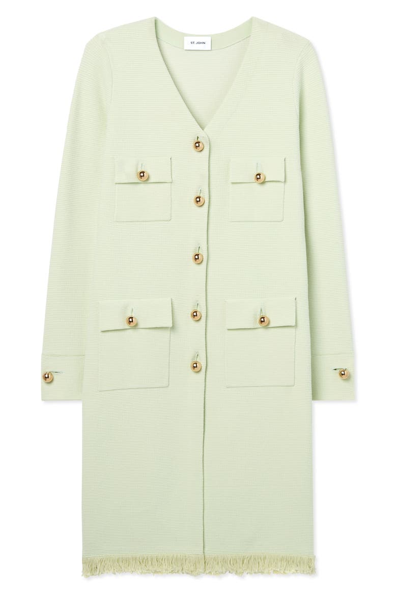 Two-Tone Stretch Piqué Knit Jacket, Alternate, color, PALE LIME/ OPTIC WHITE