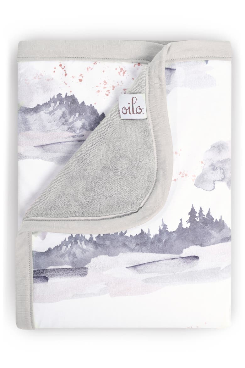 Misty Mountain Jersey Cuddle Blanket, Main, color, STONE