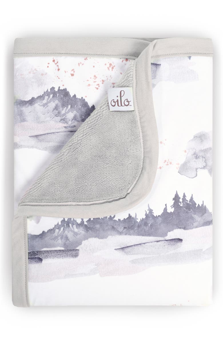Oilo Misty Mountain Jersey Cuddle Blanket, Main, color, Stone