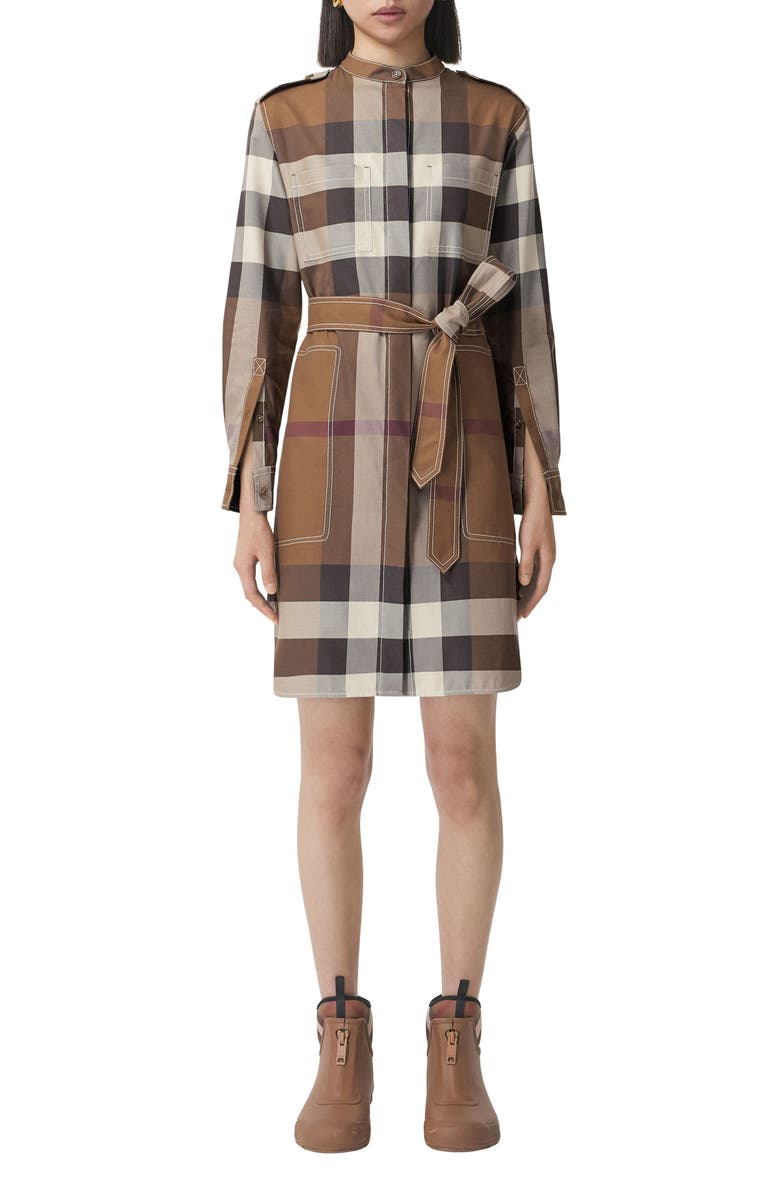 Burberry Aurelia Check Cotton Shirtdress, Main, color, 