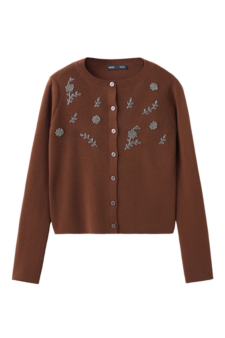 Florcita Beaded Embroidered Cardigan, Alternate, color, BROWN
