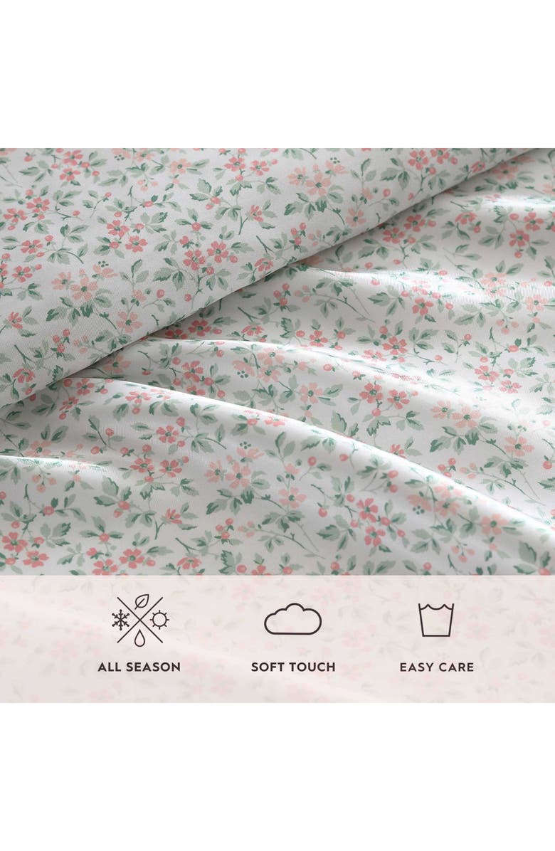 Laura Ashley Tierney Floral 200 Thread Count Satin Sheet Set, Alternate, color, Light Pink