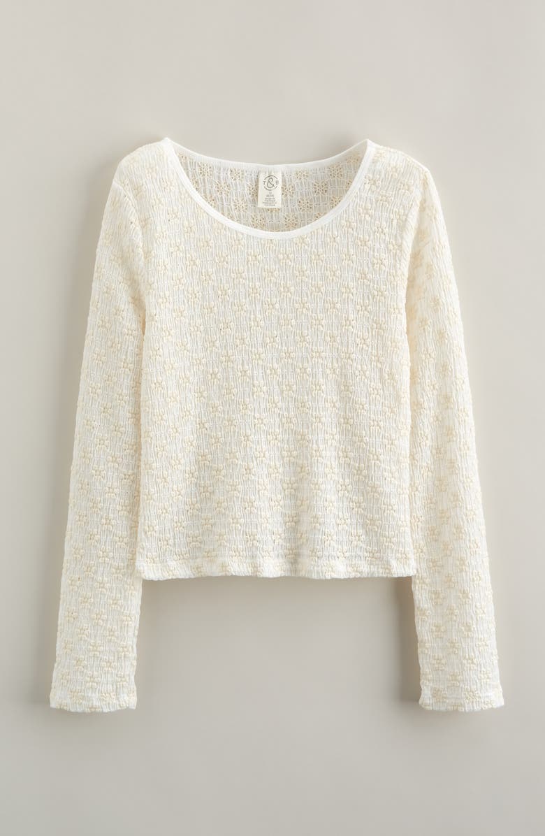 Treasure & Bond Kids' Stretch Lace Top, Main, color, Ivory Egret