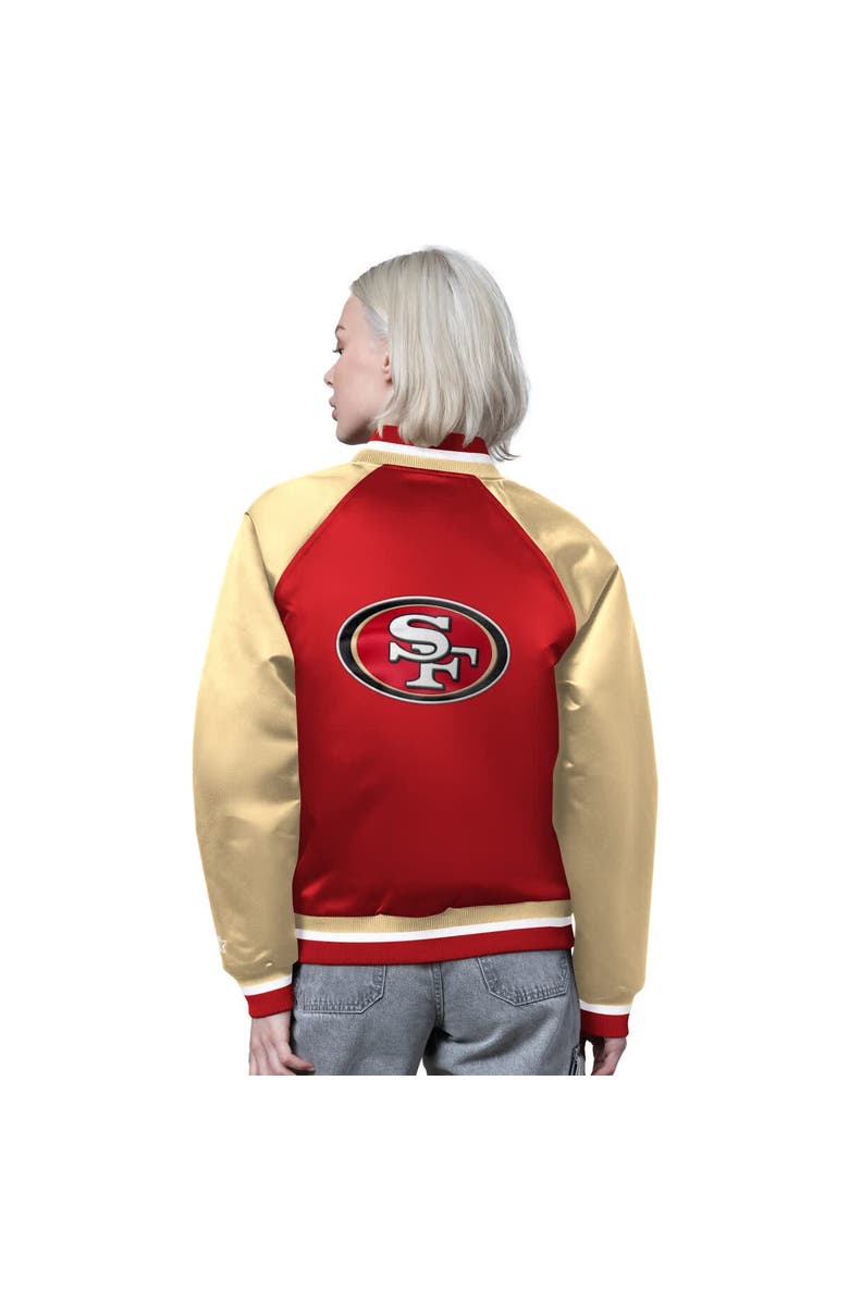 STARTER Women's Starter Scarlet/Gold San Francisco 49ers Satin Full-Snap Vintage Varsity Jacket, Alternate, color, Scarlet