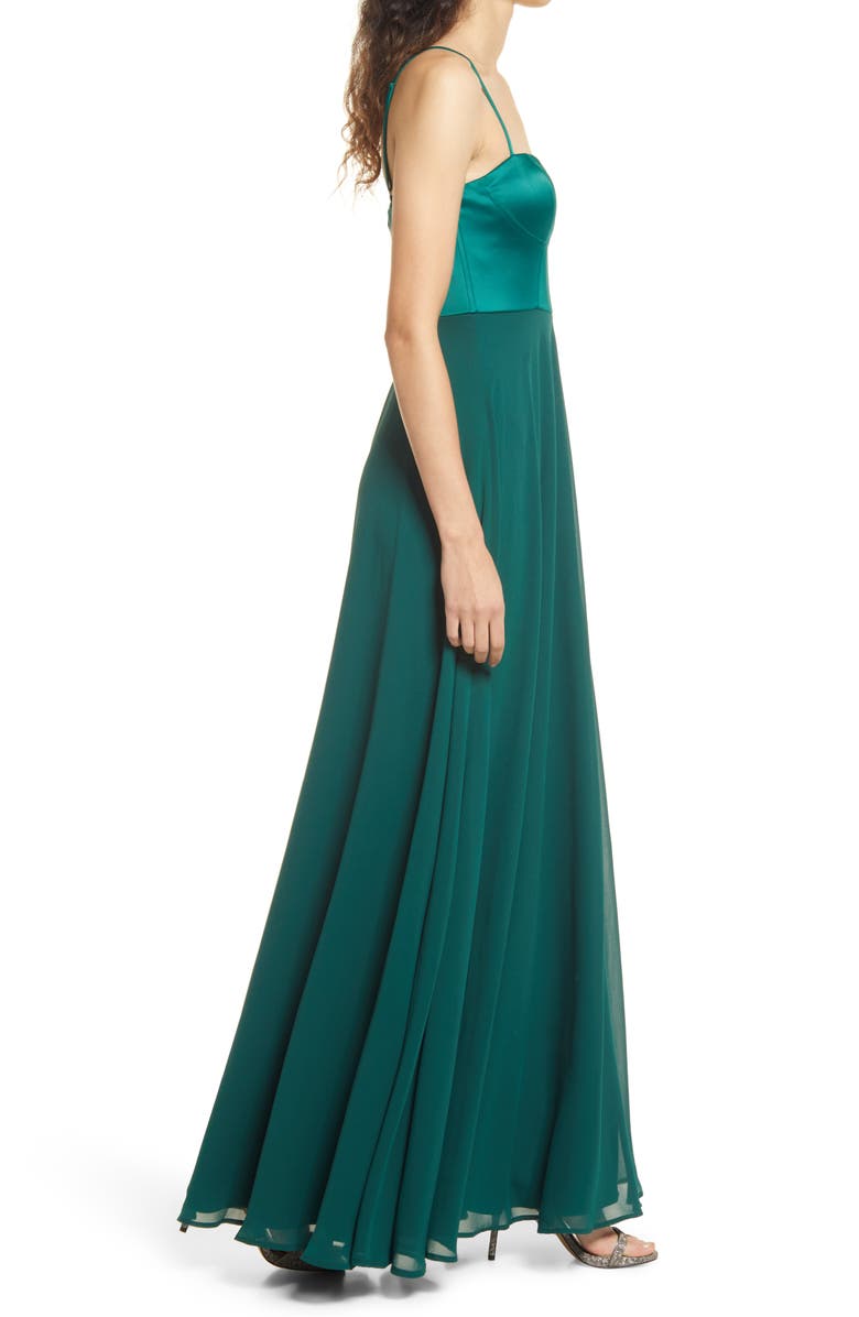 Lulus Best Part of Me Satin Bustier Chiffon Gown, Alternate, color,