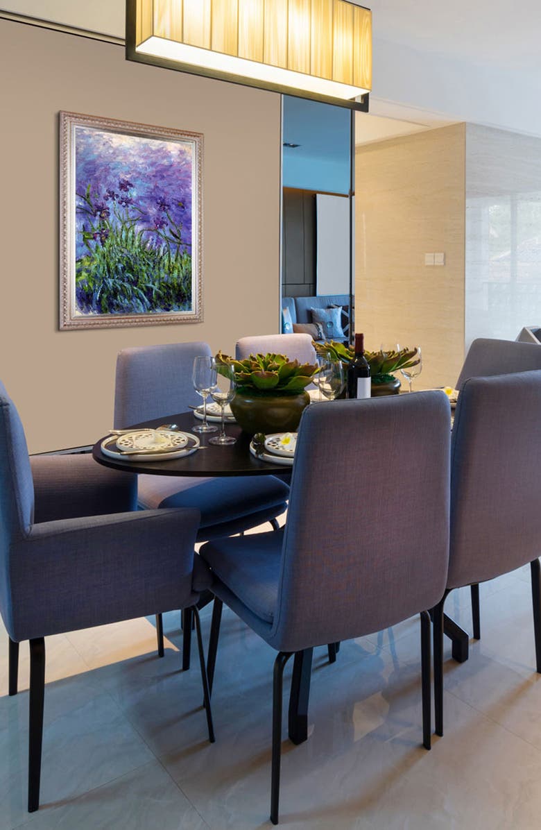 OVERSTOCK ART 'Lilac Irises' by Claude Monet Framed Oil Painting Reproduction, Alternate, color,