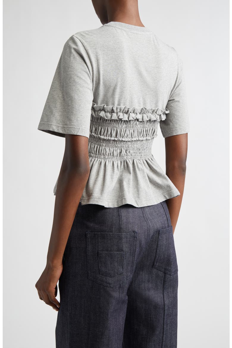 Vilde Shirred Peplum T-Shirt, Alternate, color, GREY MELANGE JERSEY