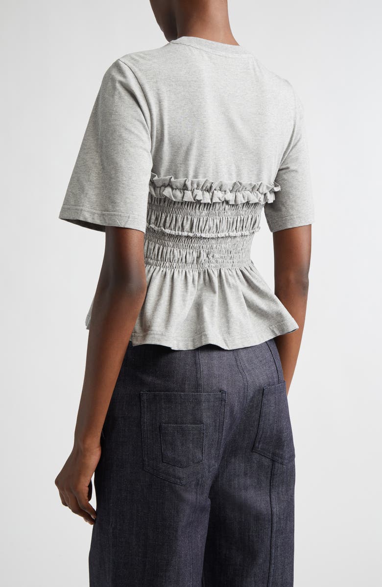 Cecilie Bahnsen Vilde Shirred Peplum T-Shirt, Alternate, color, Grey Melange Jersey