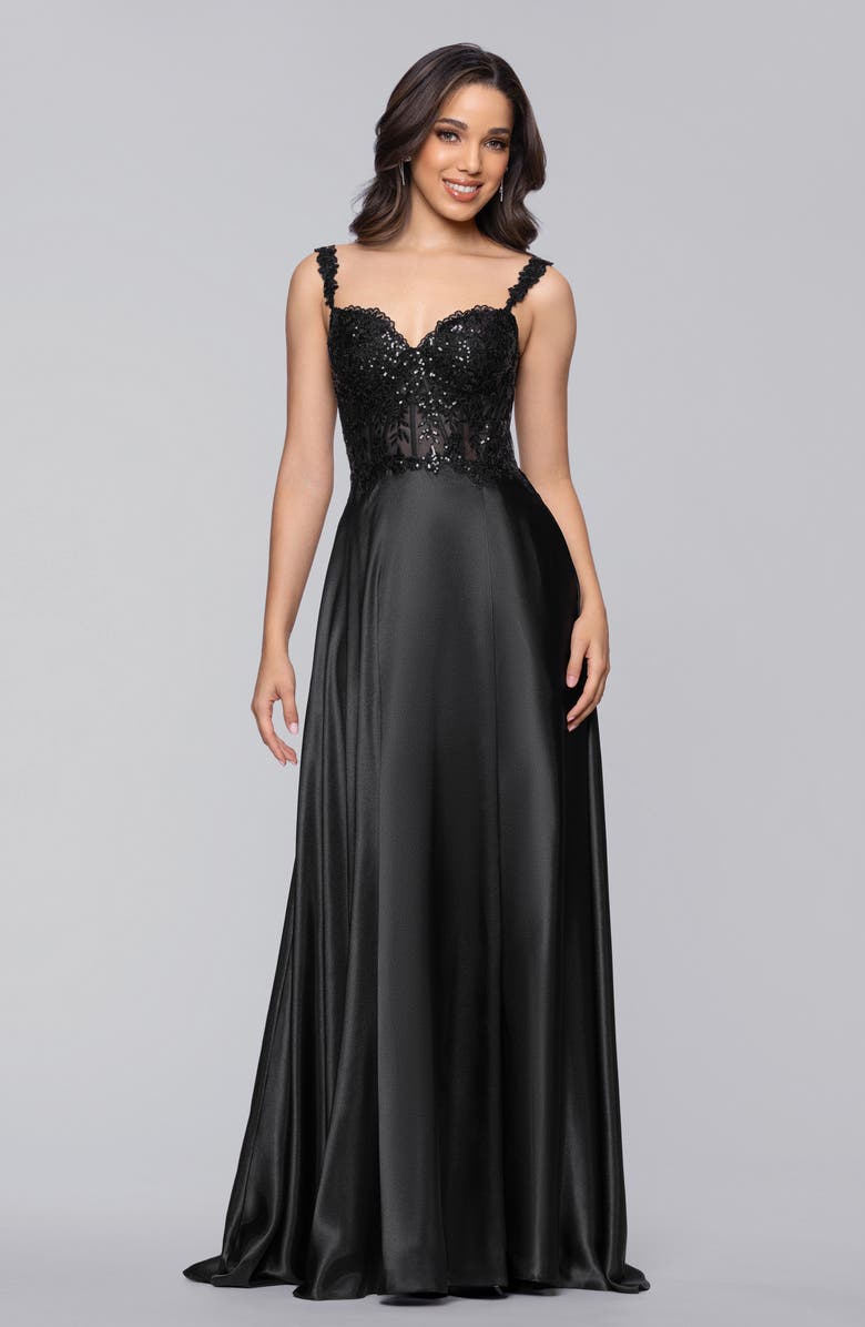 Blondie Nites Sequin Satin Gown, Alternate, color, 