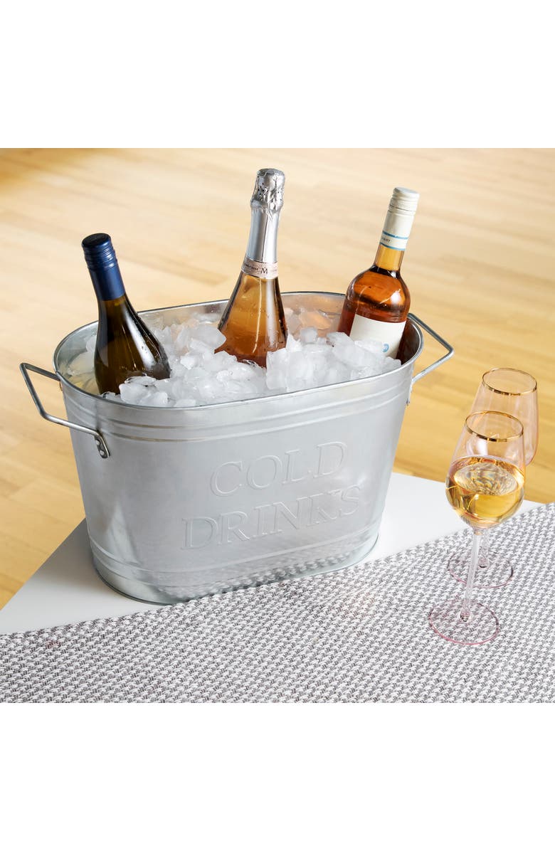 TWINE Cold Beverages Galvanized Metal Beverage Tub, Alternate, color, Silver