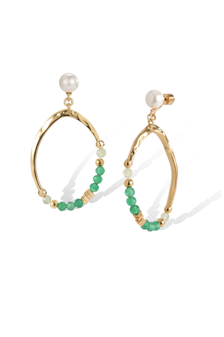 Poseidon Earrings, Main, color, Green & White & Gold