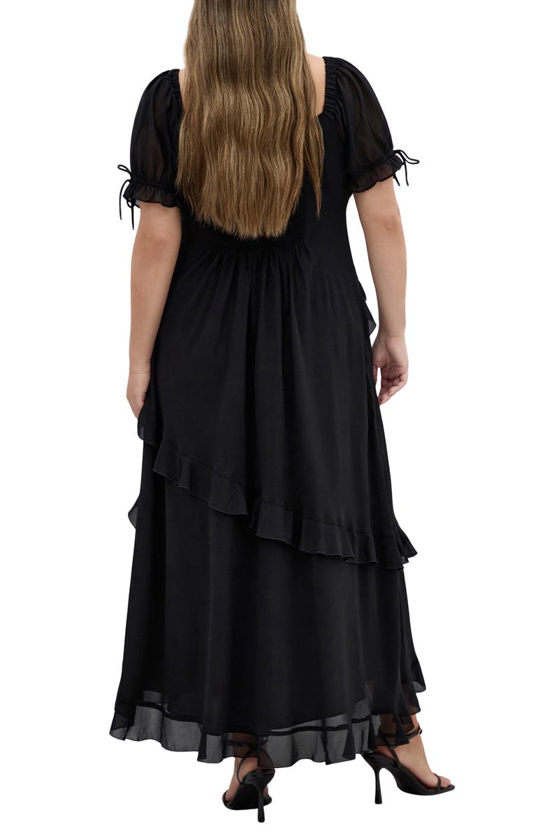 City Chic Shayla Ruffle Trim Maxi Dress, Alternate, color, Black