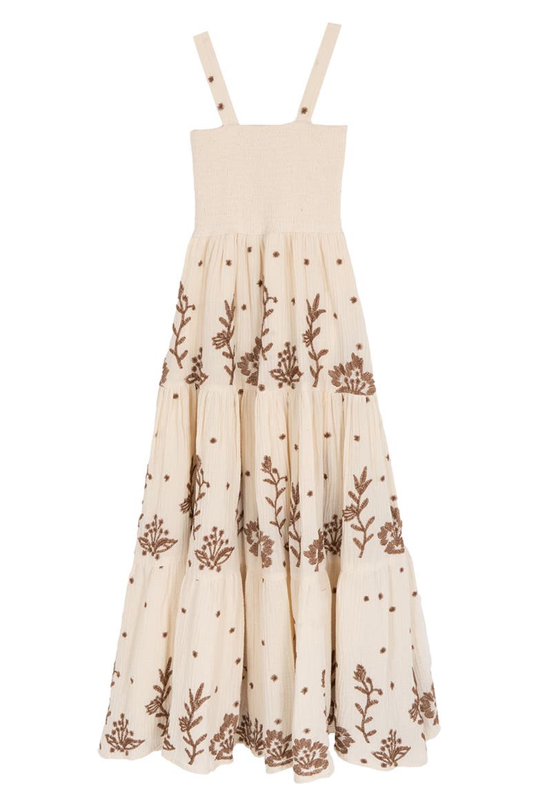 Kids' Embroidered Maxi Dress & Fringe Jacket Set, Alternate, color, BROWN