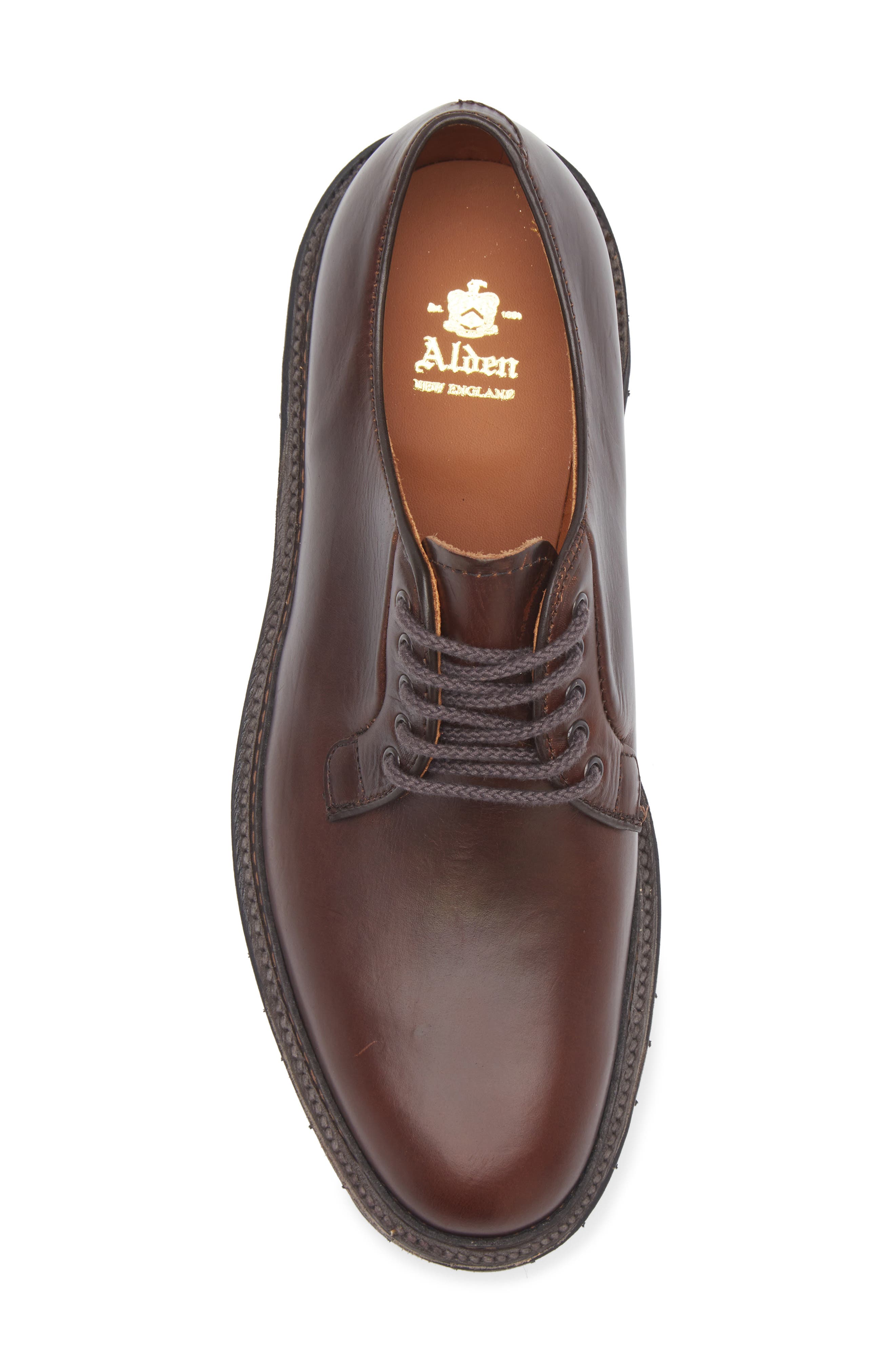 Alden Plain Toe Blucher Derby, Alternate, color, Brown Aniline