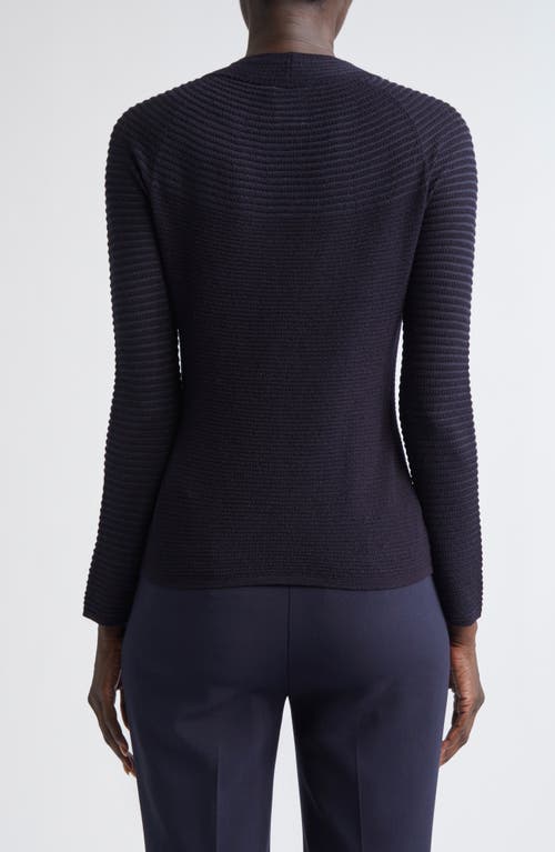 Lafayette 148 New York Textured Stripe Raglan Sleeve Sweater In Black