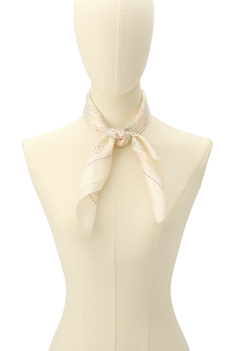 Stitch Print Square Silk Bandana, Alternate, color, CHALK MULTI