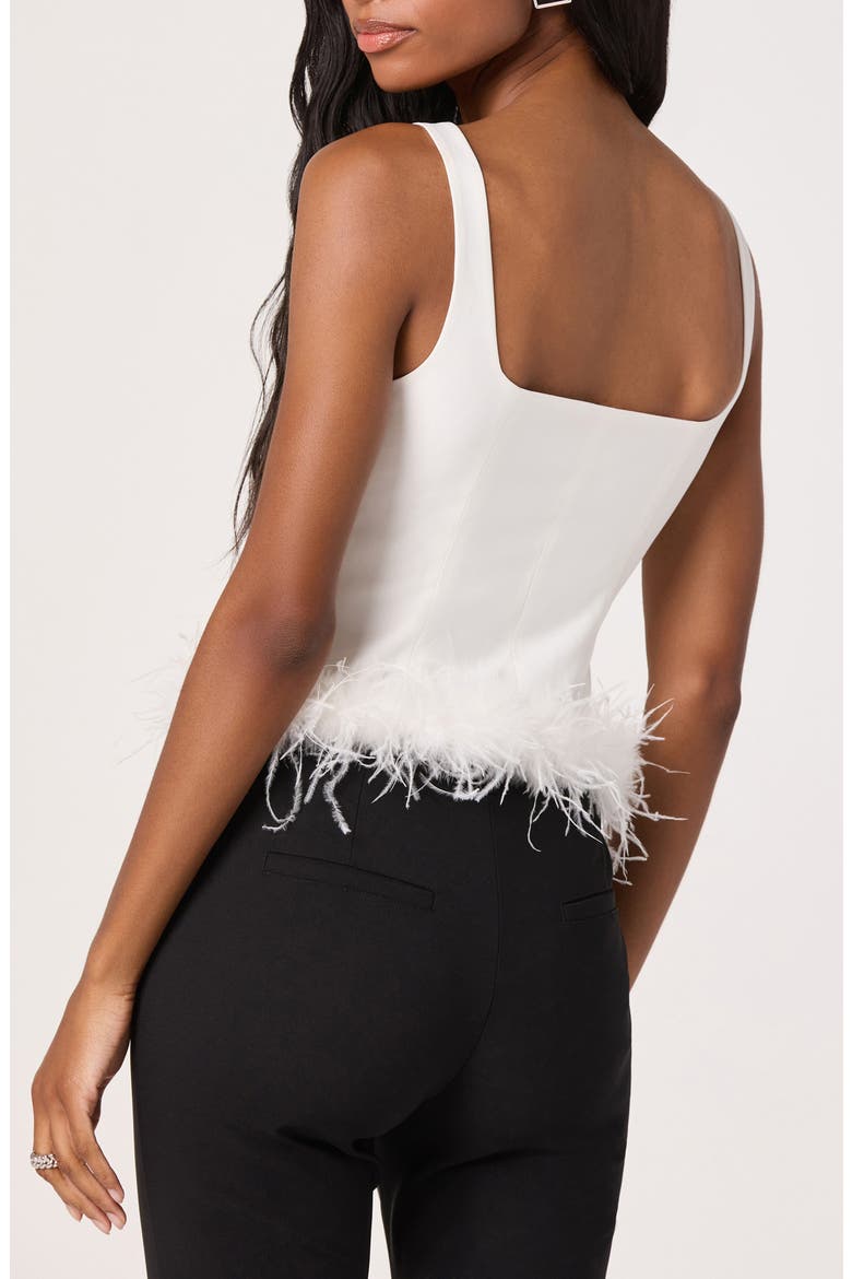 Feather Trimmed Crop Top, Alternate, color, OFF WHITE