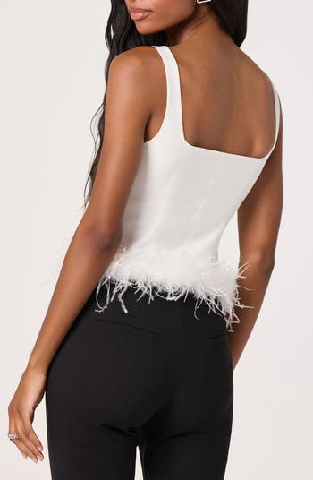Feather Trimmed Crop Top