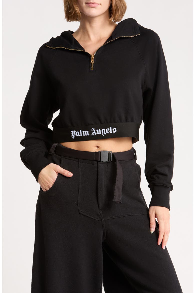 Half-Zip Hooded Sweatshirt, Main, color, BLACK