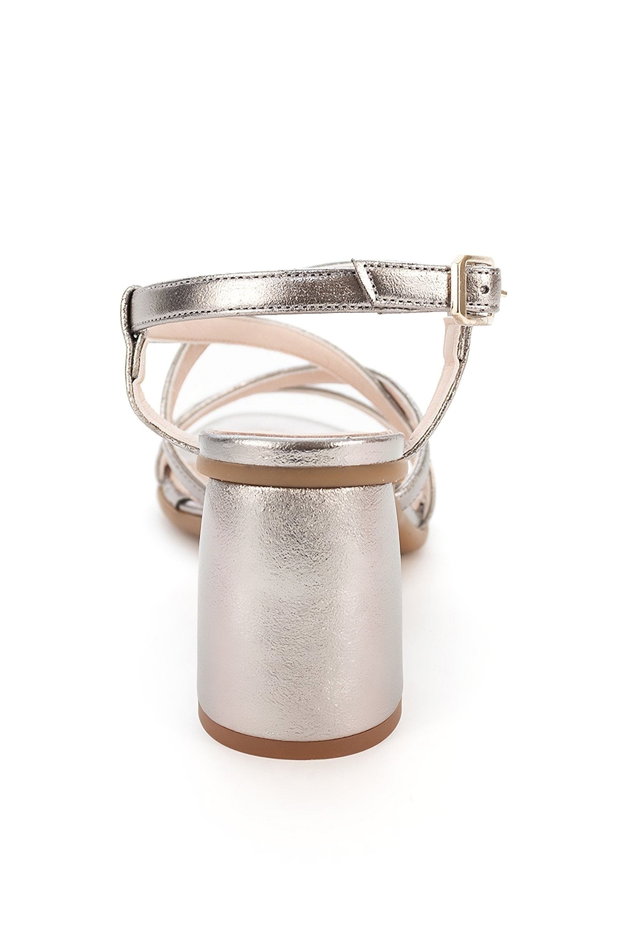 Menina Step Cloe Leather Heeled Sandal, Alternate, color, Silver