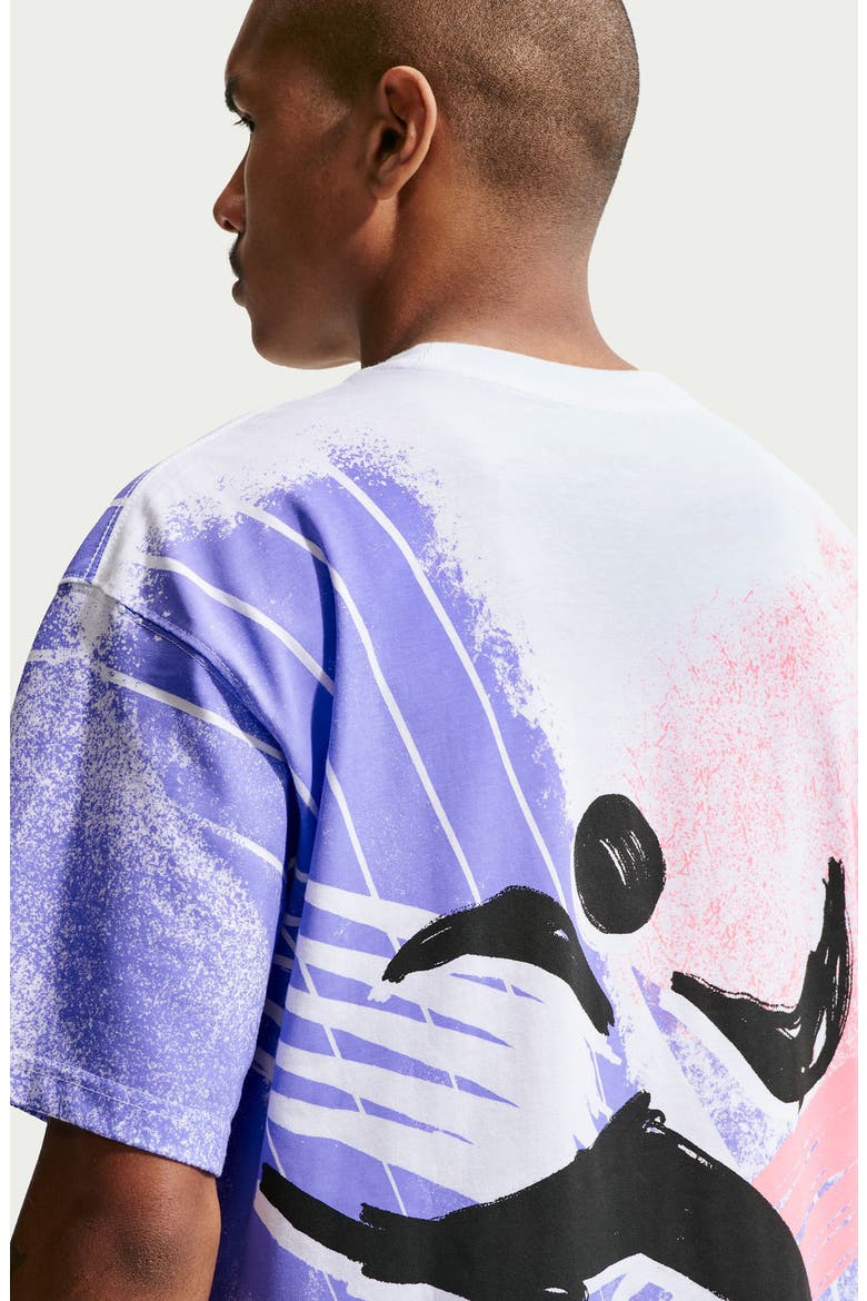Oversize Worldwide Soccer Print T-Shirt, Alternate, color, WHITE MULTI