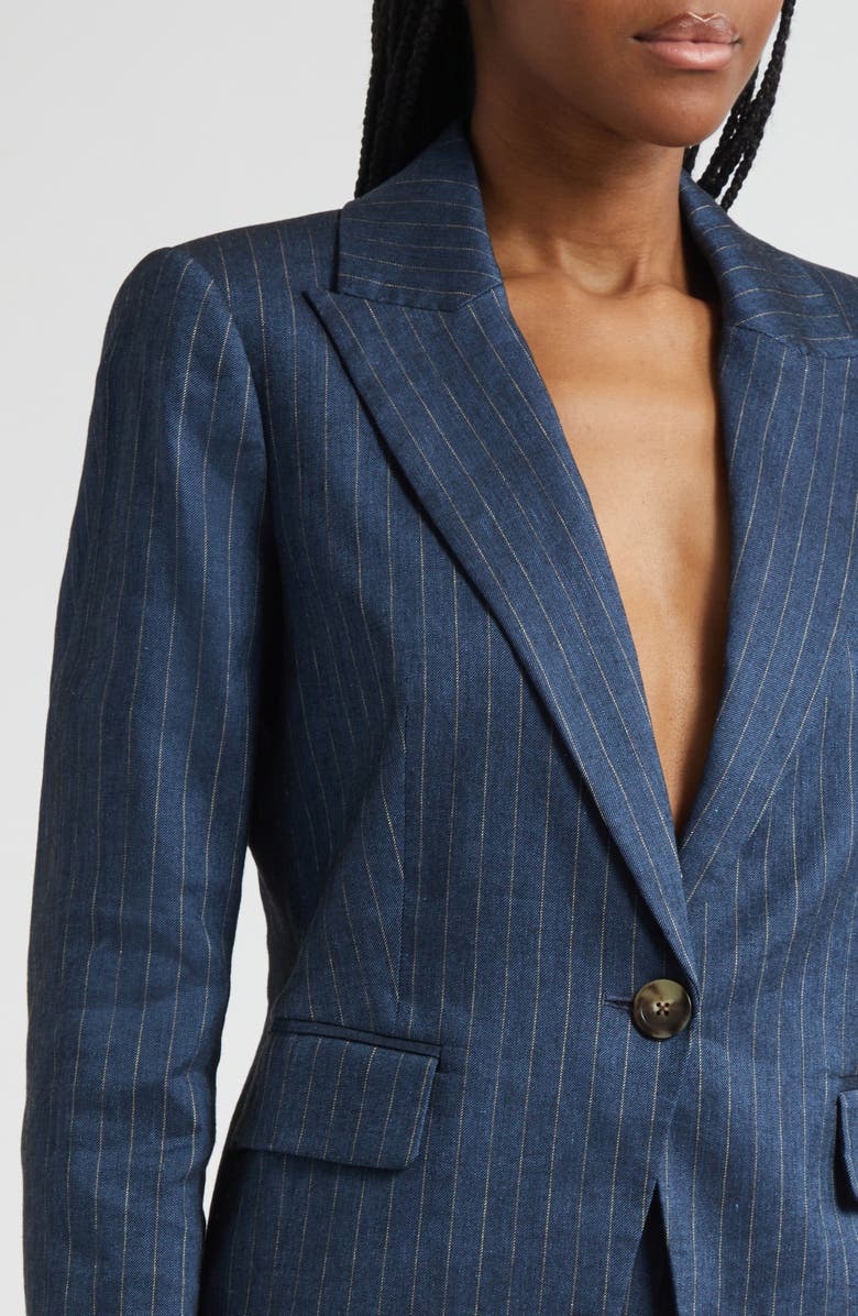Veronica Beard Obie Pinstripe Linen Blend Dickey Jacket, Alternate, color, Blue Dove