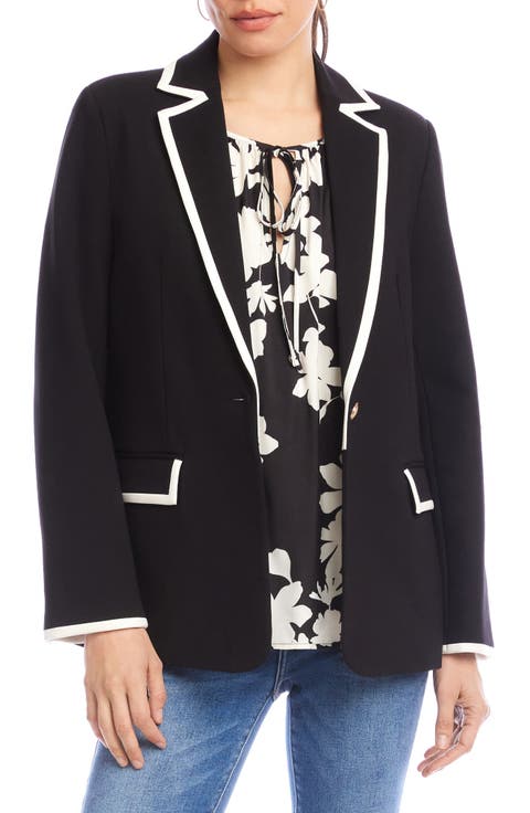 Contrast Trim Ponte Blazer