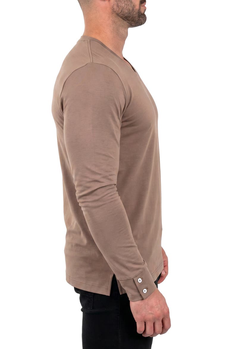 Rissa V-Neck Long Sleeve T-Shirt, Alternate, color, BROWN
