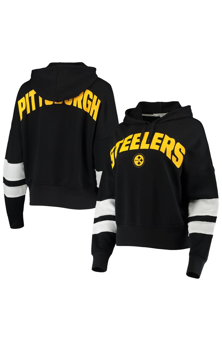 Junk Food Women's Junk Food Black/White Pittsburgh Steelers Sideline Stripe Pullover Hoodie, Alternate, color, 