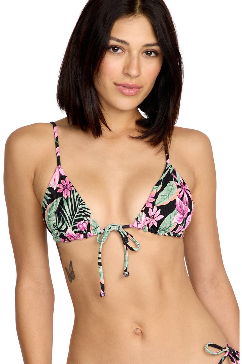 Gritty Aloha Triangle Bikini Top, Alternate, color, MULTI