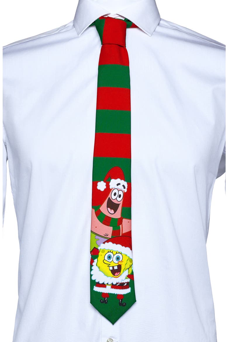 SpongeBob® Christmas Tie, Alternate, color, GREEN MULTI