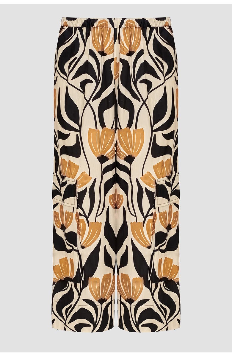 Alembika Cropped wide leg pants in tulip print, Alternate, color, 