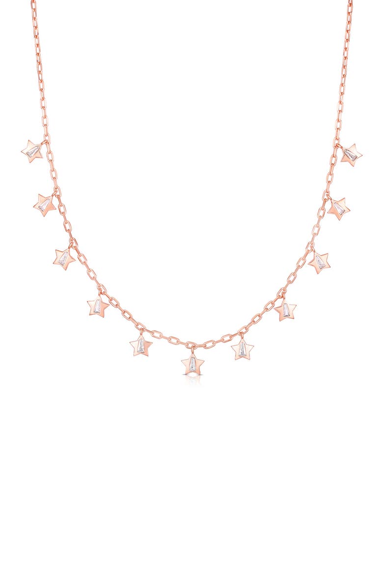 14k Gold Plate Star Cubic Zirconia Pendant Necklace, Main, color, ROSE GOLD
