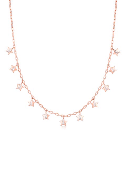 14k Gold Plate Star Cubic Zirconia Pendant Necklace