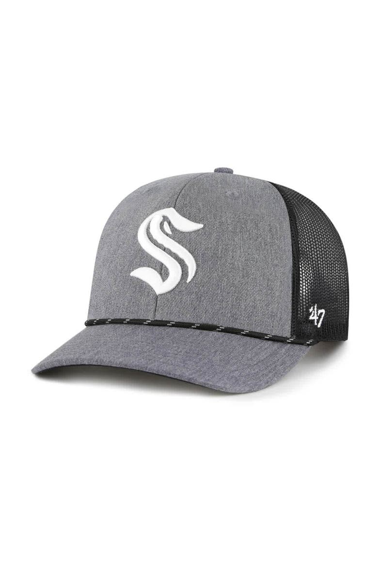 Men's '47  Gray Seattle Kraken Carbon Rope Trucker Adjustable Hat, Main, color, Gray