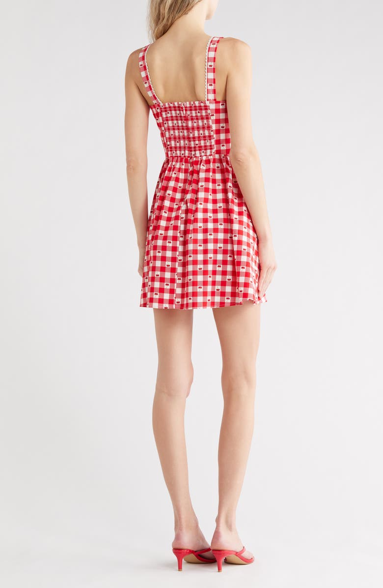 Avec Les Filles Gingham Cherry Fit & Flare Minidress, Alternate, color, Cherry Gingham
