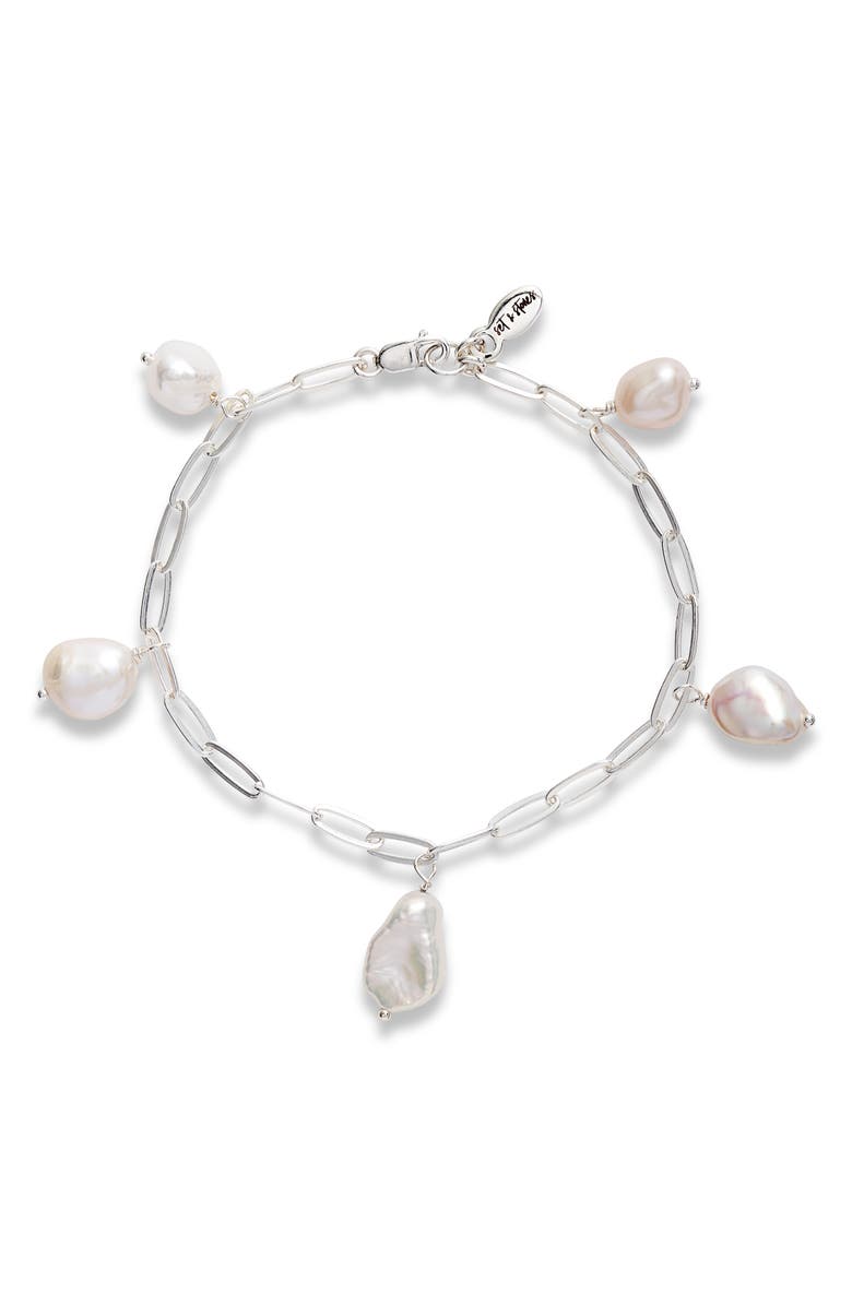 Set & Stones Lisa Freshwater Pearl Charm Bracelet, Main, color, 